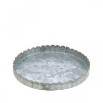Apvalus metalinis padėklas, žvakių lėkštė, stalo puošmena sidabrinė/auksinė Ø15cm H2cm