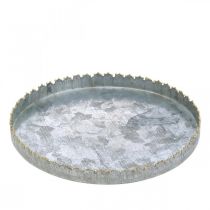 Dekoratyvinis padėklas metalinis, stalo apdaila, lėkštė dekoravimui sidabro/aukso Ø18,5cm H2cm