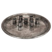 Žvakė metalinė vintažinė sidabrinė lazdelė žvakidė Ø30cm