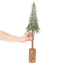 daiktų Dirbtinė eglė, apledėjusi, su mediniu pagrindu, žiemos dekoracija, 60 cm