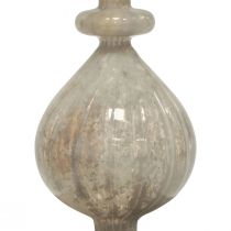 daiktų Kalėdų eglutės viršaus stiklas baltas stiklas sidabras 34cm 1vnt