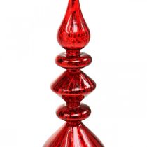 Eglutė viršūnė raudona stiklo puošmena Kalėdų eglutė H35cm