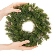 daiktų Dirbtinių eglių šakų vainikas su kankorėžiais durims arba stalui, 30 cm