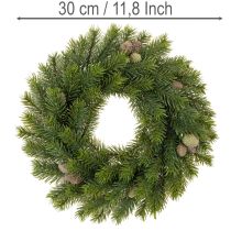 daiktų Dirbtinių eglių šakų vainikas su kankorėžiais durims arba stalui, 30 cm