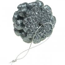 daiktų Eglutės papuošalai deko kūgiai blizgantys antracitas H7cm 6 vnt