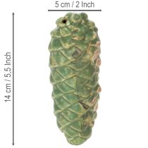 daiktų Keraminė pušies kankorėžio dekoracija, stalo dekoracija, rudeninė, 14 cm, 3 dalys