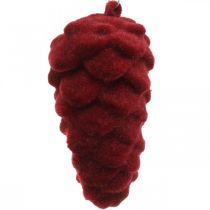 daiktų Dekoratyviniai kūgiai flokuoti, rudens puošmena, kankorėžiai raudoni, Adventas H8,5cm Ø4,5cm 8 vnt.