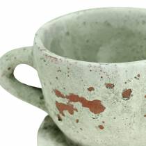 daiktų Puodelis su lėkšte vintažinė pilka, natūralaus tono Ø8cm A6,5cm 4 vnt.
