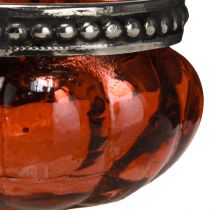 daiktų Žiebtuvėlio stiklas senovinis raudonas sidabras su metaliniu apvadu Ø6cm H3,5cm