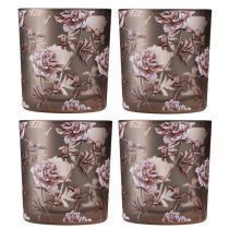 daiktų Arbatinė stiklinė stalo puošmena gvazdikai rudas sidabras H8cm 4 vnt