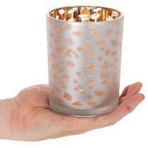 daiktų Stiklinė žvakutė su leopardo raštu, 12 cm