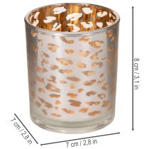 daiktų Stiklinė žvakutė su leopardo raštu, dviejų spalvų, 8 cm