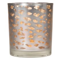 daiktų Stiklinė žvakutė su leopardo raštu, dviejų spalvų, 8 cm
