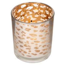daiktų Stiklinė žvakutė su leopardo raštu, dviejų spalvų, 8 cm