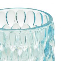 daiktų Žibintuvėlio stiklas šviesiai mėlynai tamsinto stiklo žibintas Ø9,5cm H9cm 2vnt