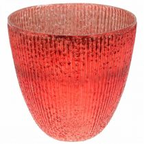 Žvakių stiklo žibintas raudono stiklo deko vaza Ø21cm H21,5cm