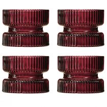 daiktų Žvakės laikiklio stiklas dekoratyvinis briaunotas uogas Ø9cm H7cm 4 vnt