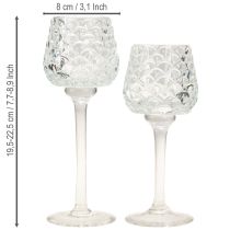 daiktų Arbatinės žvakutės stiklinis kūgio formos su pagrindu, aukštis 19,5/22,5 cm, 2 vnt. rinkinys