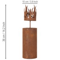 daiktų Metalinė žvakės formos žvakidė su rūdžių efektu, H 36 cm