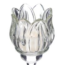 daiktų Stiklinė arbatinė žvakutė, dekoratyvinės gėlės formos, stilingai aplinkai, 17 cm