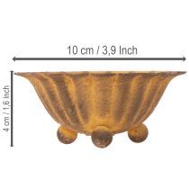 daiktų Vintažinė arbatinė žvakutė, mažas dubenėlis, rūdžių spalvos metalas, Ø10cm, aukštis4.5cm