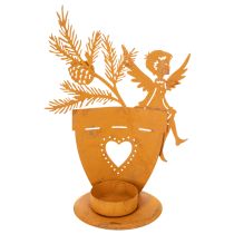 daiktų Kalėdinė žvakučių laikiklis, angelo dekoracija, rūdžių spalvos, Ø8cm, aukštis18cm