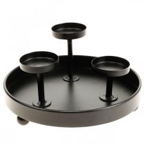 Arbatos žvakių laikiklis uraganinis stiklas metalas juodas Ø19cm H18cm