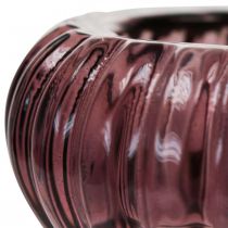 Žievelės laikiklis stiklinis žvakių laikiklis Apvalus violetinis Ø8cm H3,5cm