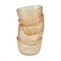 daiktų Žibintuvėlis stiklinis žibintas retro oranžinis Ø8cm H5cm 4vnt