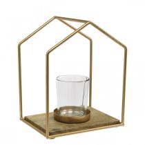 Žibintų namelio metalinė apdaila arbatinės žvakės stiklas 20×16×26cm