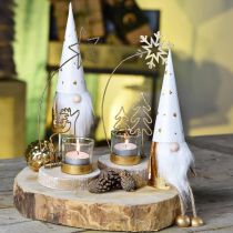daiktų Gnome Christmas Deco figūrėlė balta, auksinė Ø6,5cm H22cm 2vnt