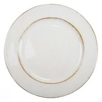 daiktų Dekoratyvinė lėkštė apvali plastikinė retro balta ruda blizgučiai Ø30cm