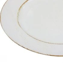 daiktų Dekoratyvinė lėkštė apvali plastikinė retro balta ruda blizgučiai Ø30cm
