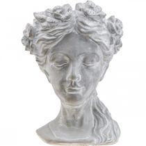 daiktų Augalų galvutė betoninė sėjamoji moteriška galva balta skalbta H34cm