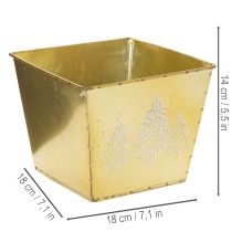 daiktų Metalinis vazonas su blizgančiu eglės motyvu, 18 cm