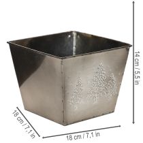 daiktų Kvadratinis metalinis vazonas su eglės motyvu, 18 cm