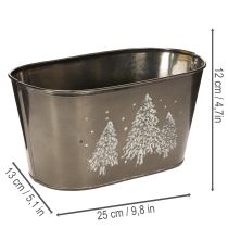 daiktų Ovalus vazonas su reljefiniu eglės raštu, 25 cm