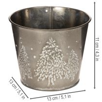 daiktų Metalinis vazonas su blizgančiomis eglėmis, 13 cm