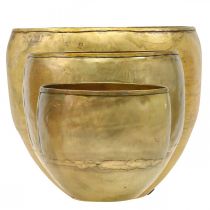 daiktų Dekoratyvinės vazos, žalvario imitacijos, metalinės vazos, Ø18/15/12,5 cm, 3 vnt. rinkinys
