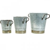 daiktų Metalinė sėjamoji su rankenomis vintažine apdaila Ø26/20/17cm rinkinys 3 vnt