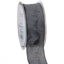 daiktų Gedulo juostelė Good bye organza juostelė paukščiai juoda 40mm 20m