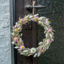 Džiovintų gėlių žiedas rožinis žiedas džiovintų gėlių kilpa pasidaryk pats, Ø20 cm