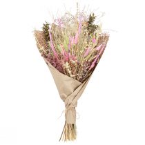 daiktų Džiovintų gėlių puokštė rožinė žalia Lagurus eucalyptus 150g
