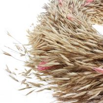 Sausas vainikas avižų phalaris vainikas natūraliai rožinis Ø44cm