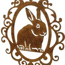 Kiškutis patina kabinimui Velykų puošmena metalinis Velykinis zuikis H20cm
