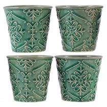 daiktų Sodinamosios keramikos traškučių glazūra žalia Ø7cm H8cm 4 vnt