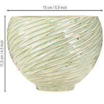 daiktų Sodinamosios dekoratyvinis dubuo keraminis žalios spalvos Ø15cm H11cm 2vnt