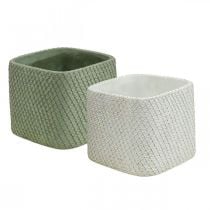 Sodinamosios keramikos baltas žalias reljefinis tinklelis 13,5x13,5cm A13cm 2vnt.