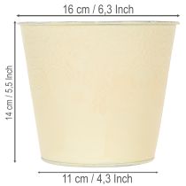 daiktų Metalinis vazonas, pastelinės geltonos spalvos, Ø16 cm, aukštis 14 cm