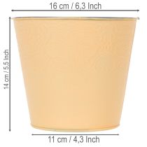 daiktų Metalinis vazonas, pastelinės oranžinės spalvos, Ø16 cm, aukštis 14 cm
